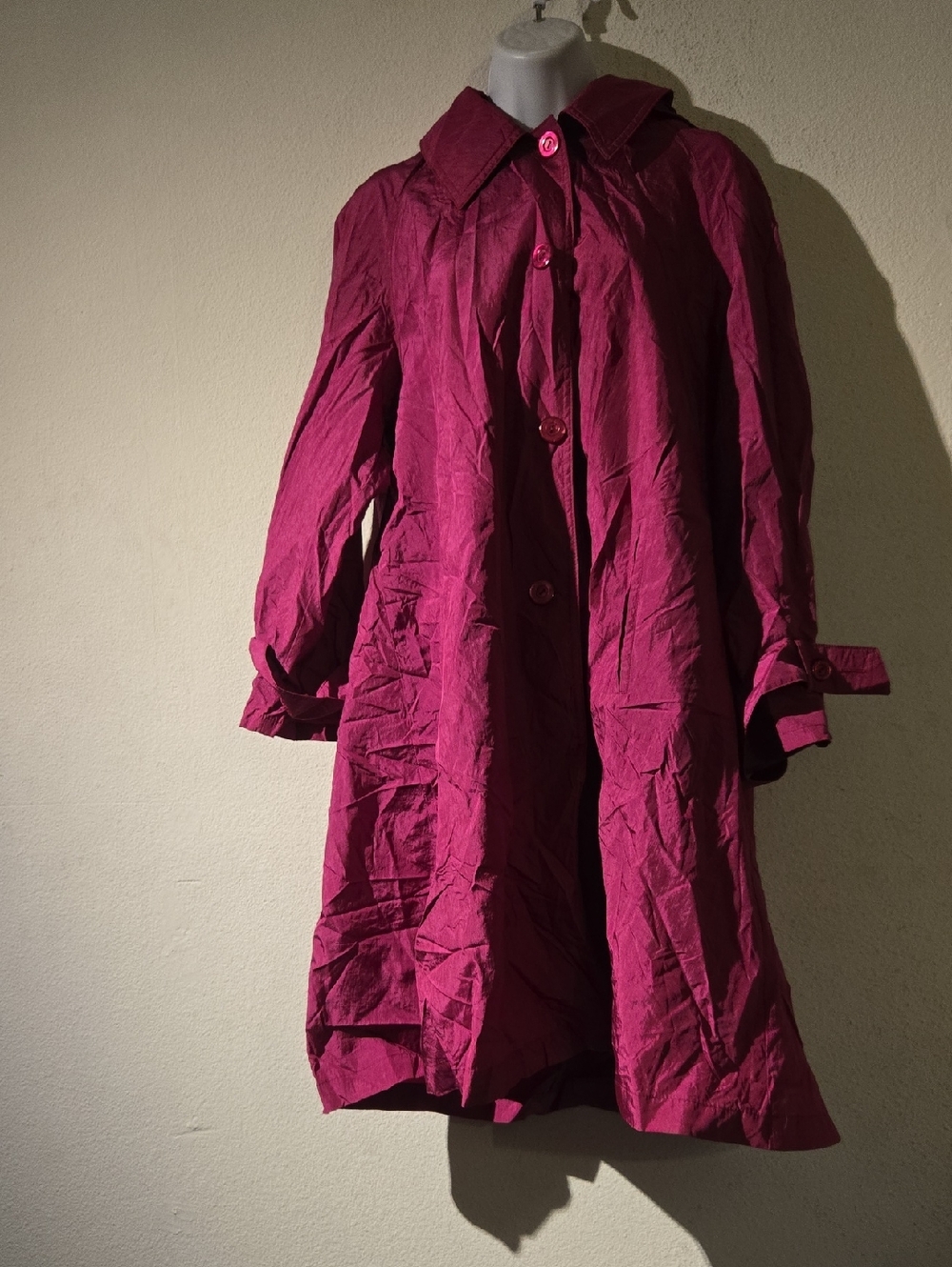*C6 - VTG. TOTES SZ. 8 FUSCHIA COLOR TRENCH STYLE COAT